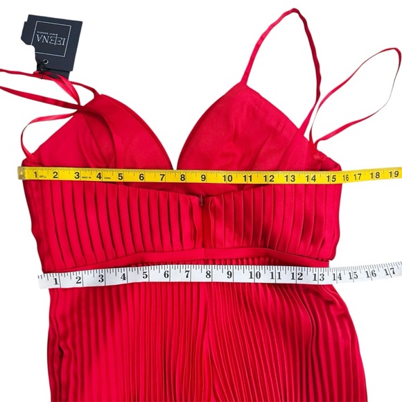IEENA for Mac Duggal Red Pleated Plunge Neck Wide Leg Jumpsuit NEW - Picture 5 of 7